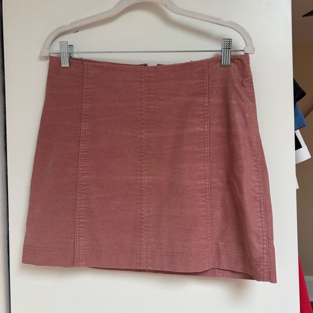 Free People Dusty Rose Mini Skirt faux suede